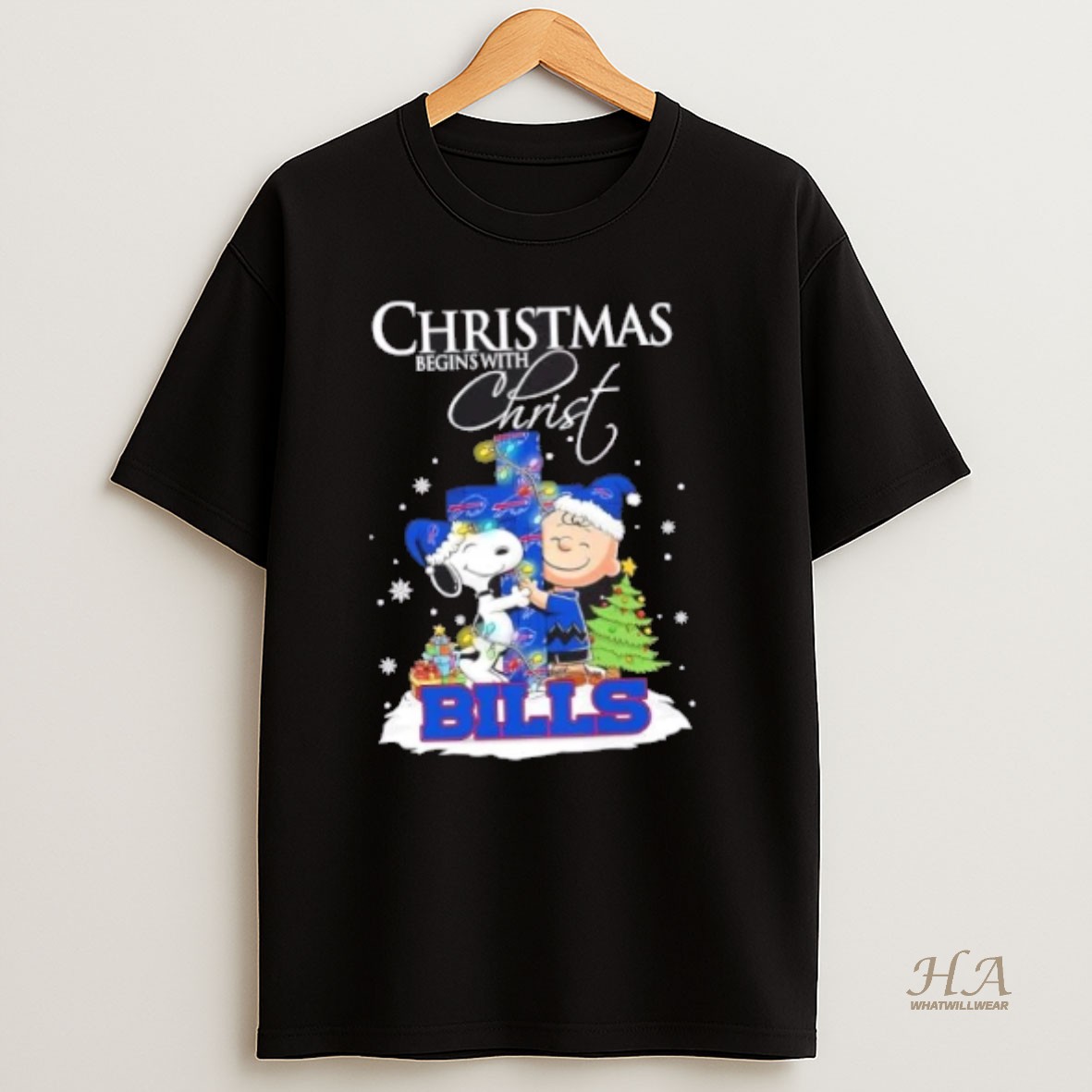 Official Snoopy And Charlie Brown X Buffalo Bills Christmas Begins With Christ T Shirt