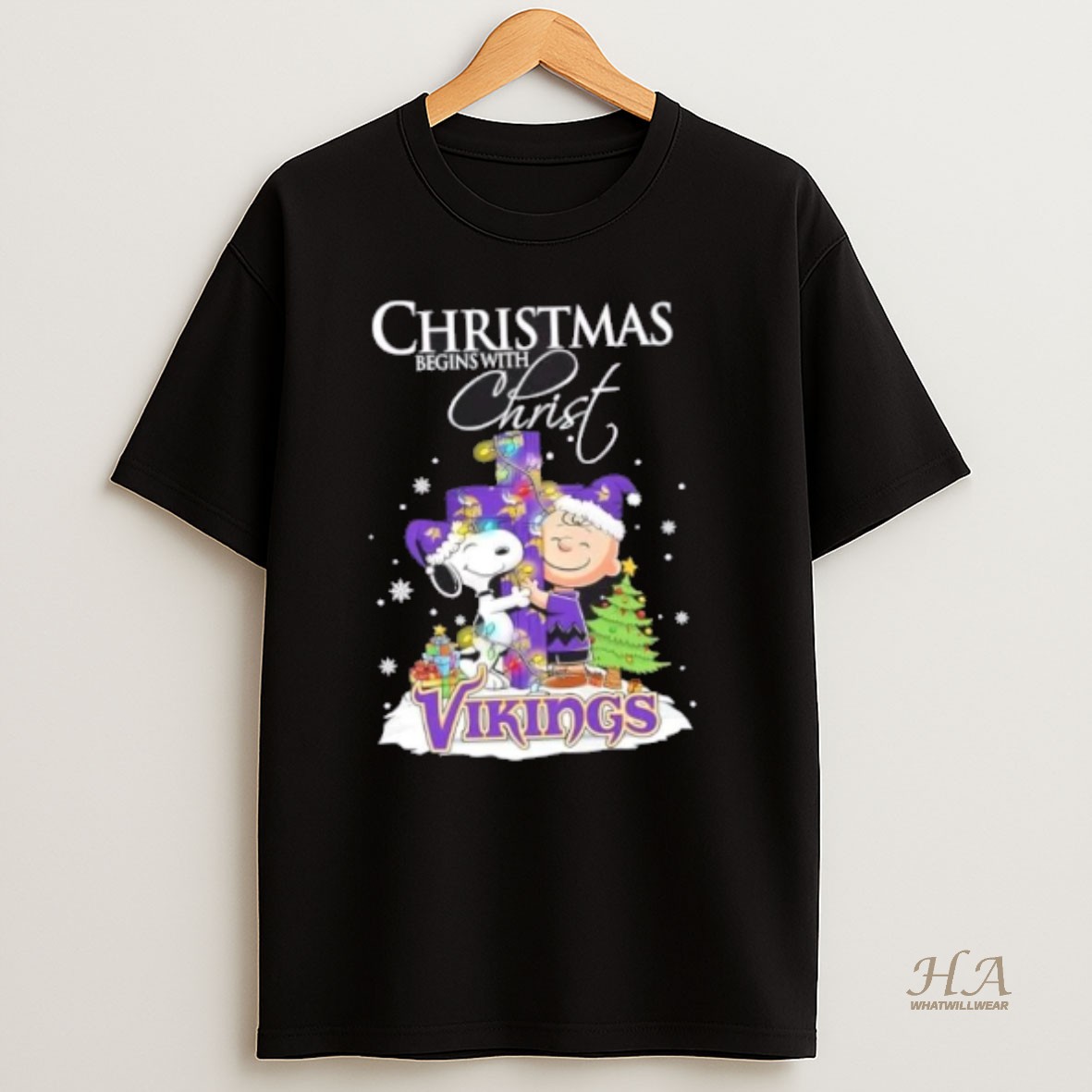 Official Snoopy And Charlie Brown X Minnesota Vikings Christmas Begins With Christ T Shirt