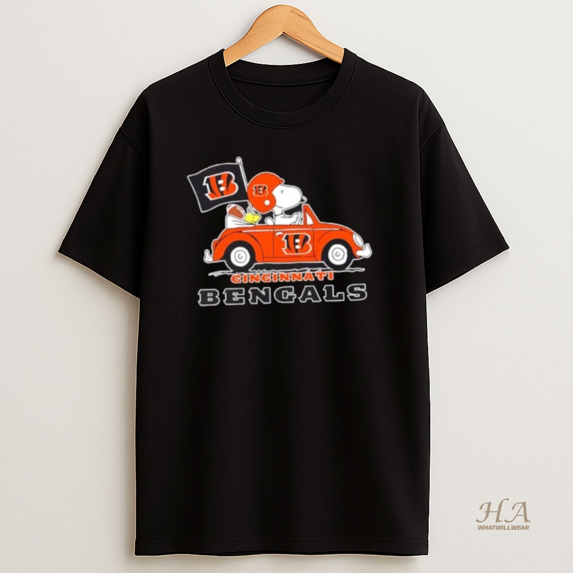 Official Snoopy And Woodstock Driving Car Cincinnati Bengals Football Shirt