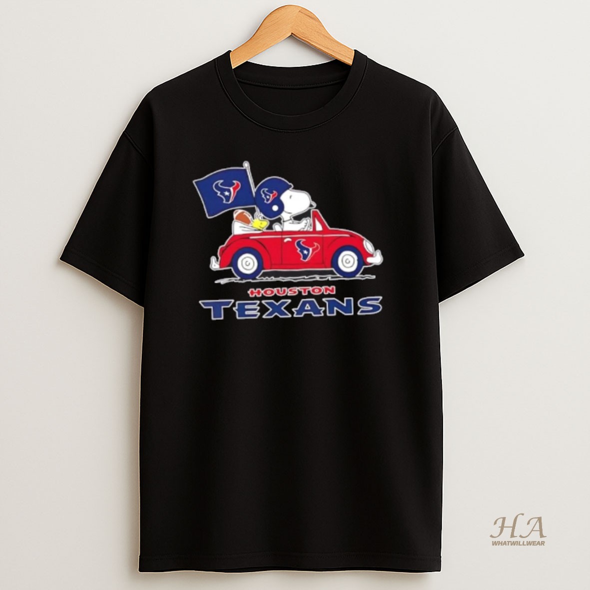 Official Snoopy And Woodstock Driving Car Houston Texans Football Shirt