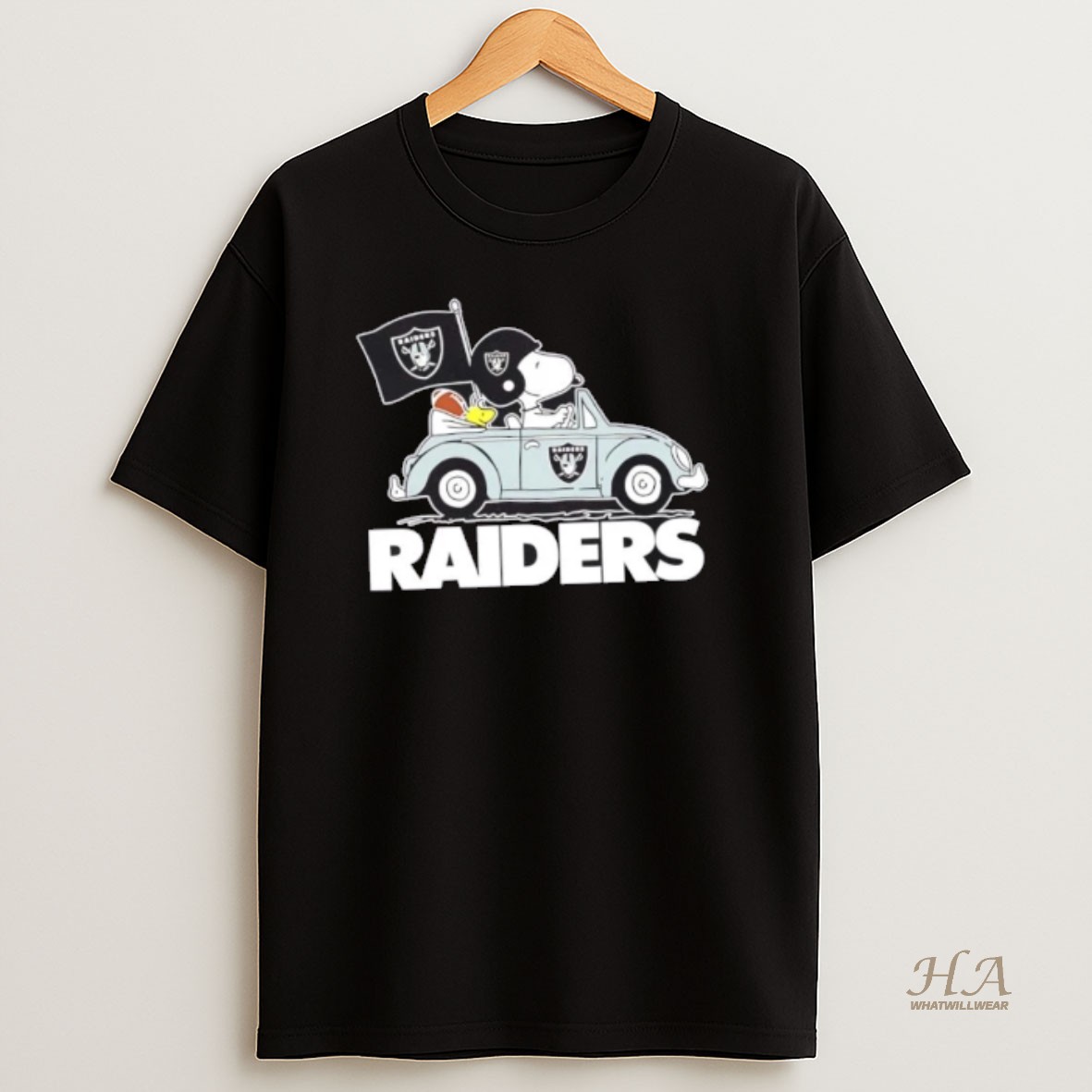 Official Snoopy And Woodstock Driving Car Las Vegas Raiders Football Shirt