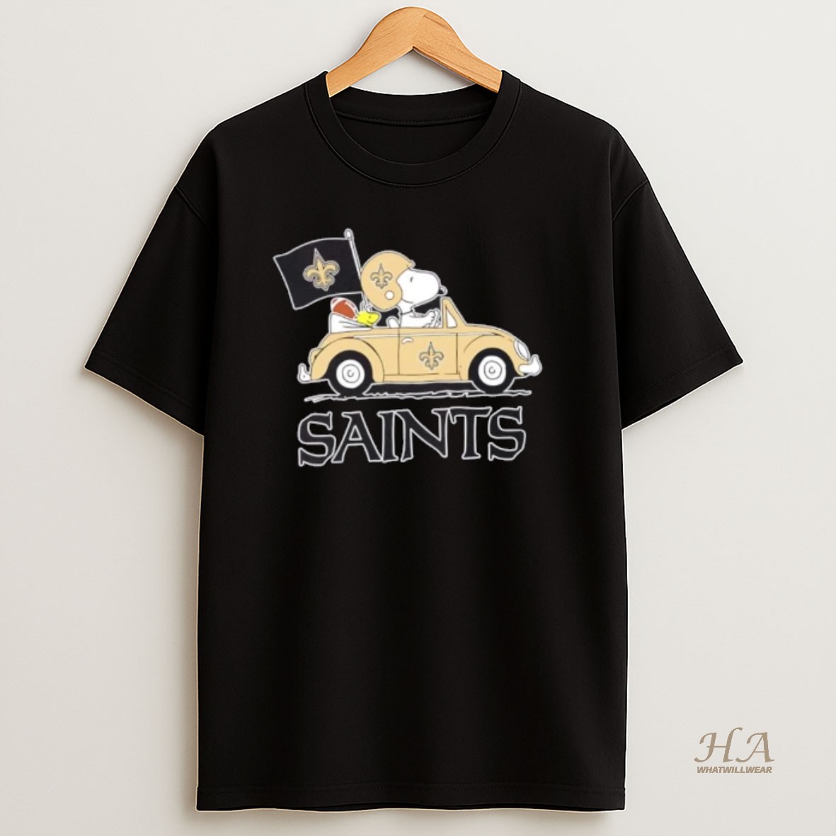 Official Snoopy And Woodstock Driving Car New Orleans Saints Football Shirt