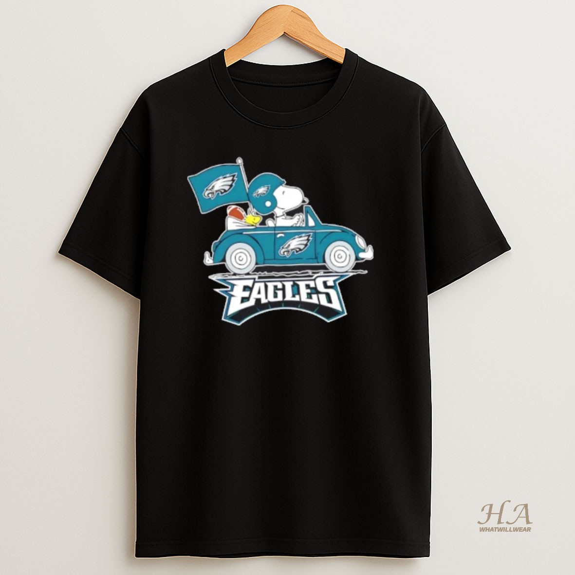 Official Snoopy And Woodstock Driving Car Philadelphia Eagles Football Shirt