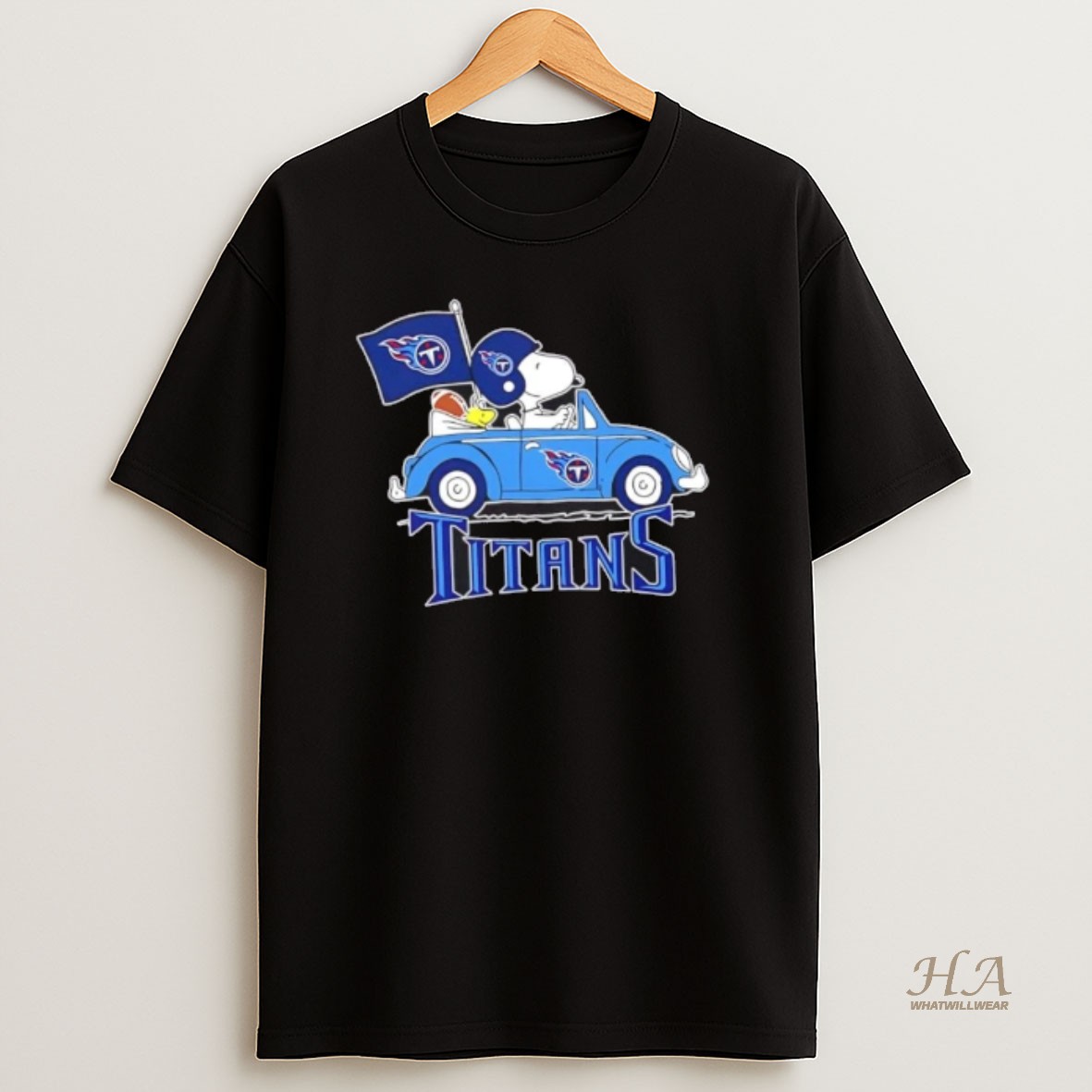 Official Snoopy And Woodstock Driving Car Tennessee Titans Football Shirt