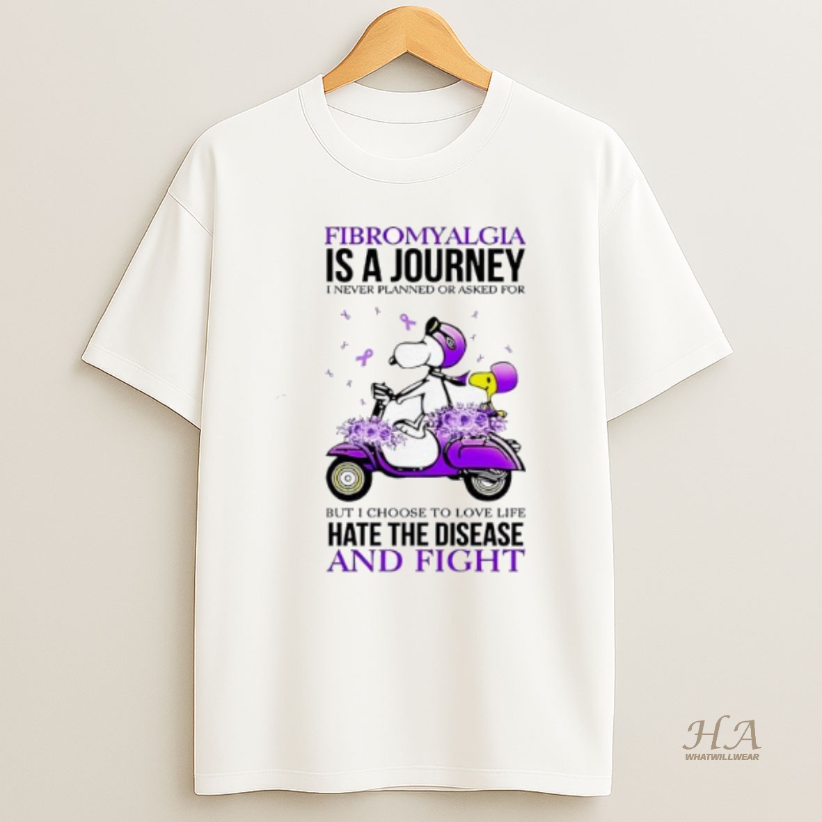 Official Snoopy And Woodstock Fibromyalgia Is A Journey I Never Planned Or Asked T Shirt