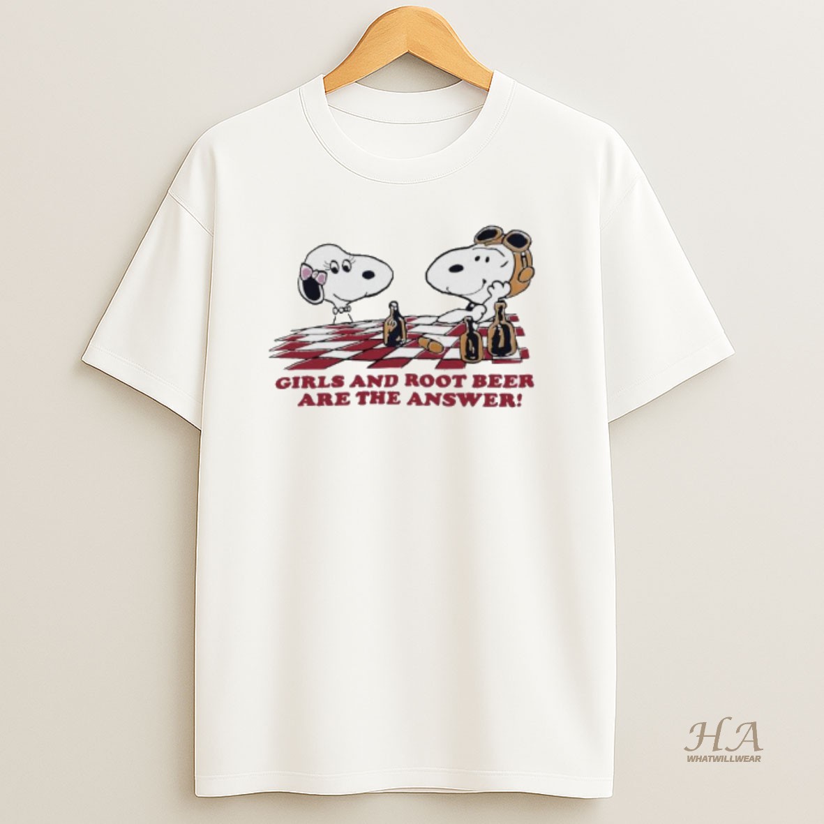 Official Snoopy Girls And Root Beer Are The Answer T Shirt