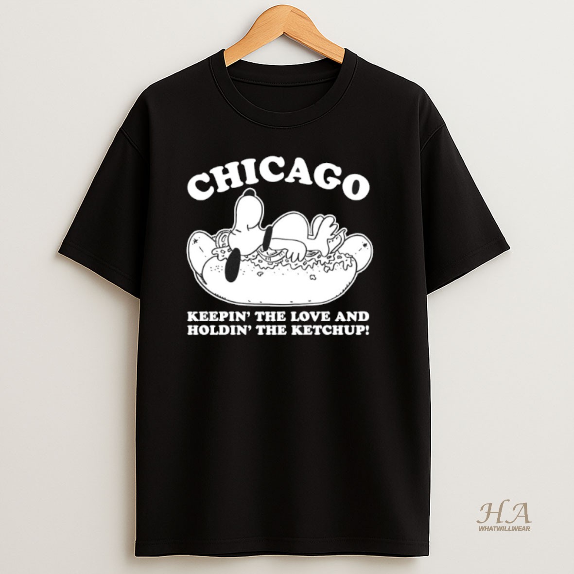 Official Snoopy Hot Dog Chicago Keeping The Love And Holding The Ketchup T Shirt