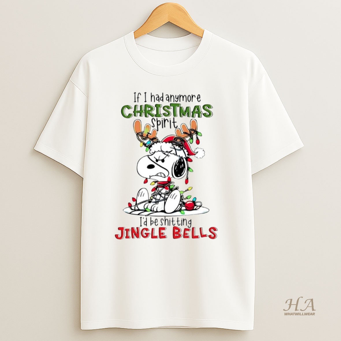 Official Snoopy If I Had Anymore Christmas Spirit Id Be Shit Ting T Shirt