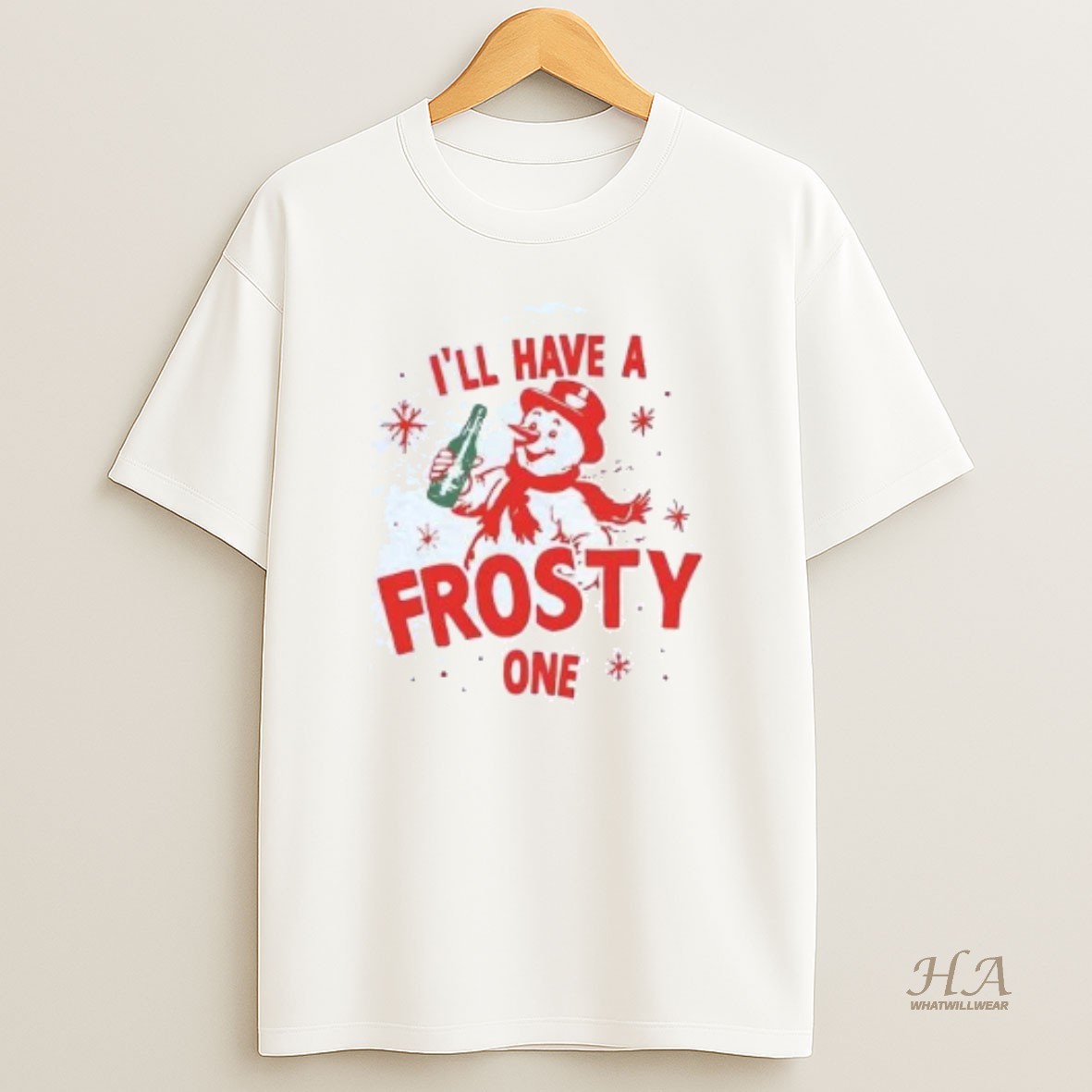 Official Snowman Ill Have A Frosty One Christmas T Shirt