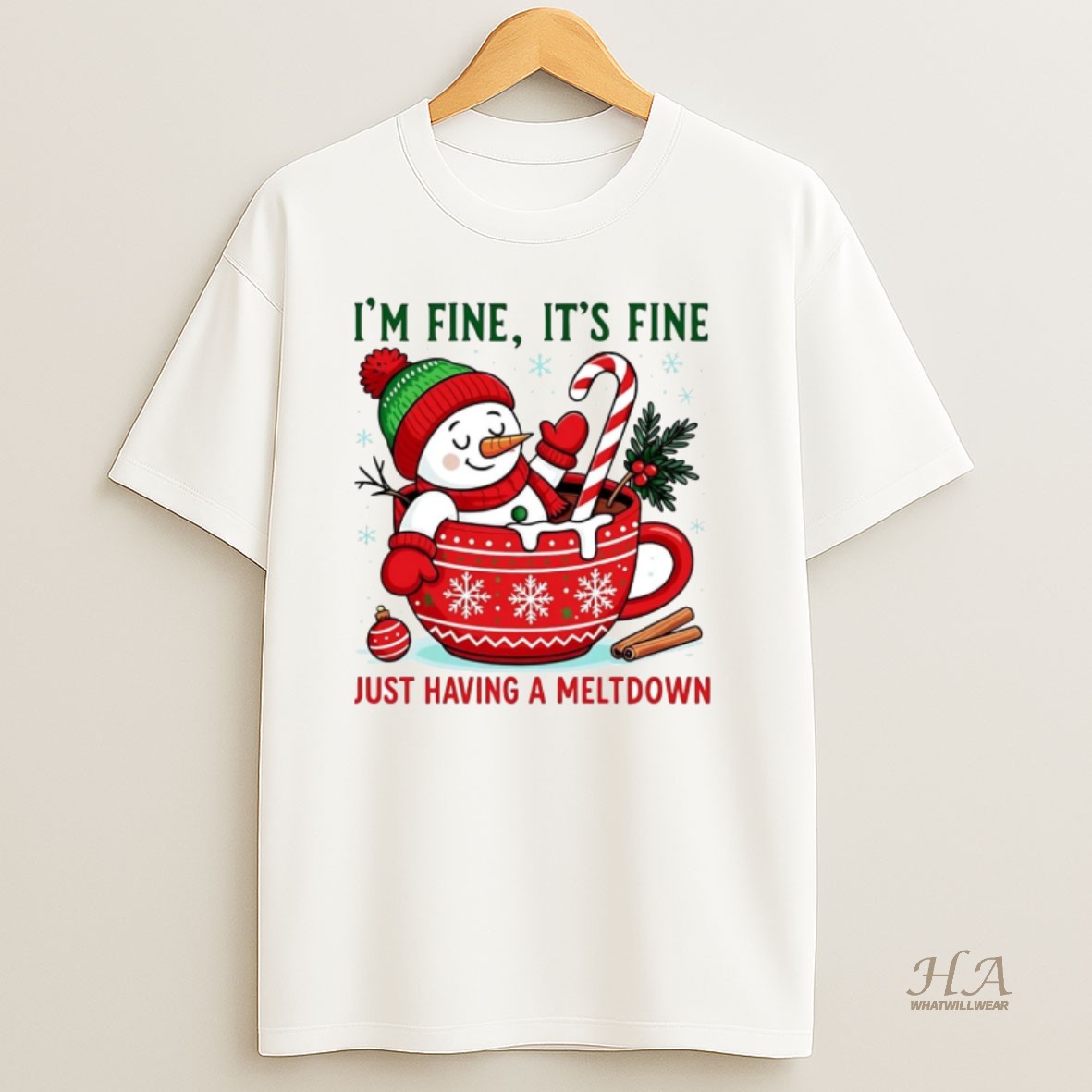 Official Snowman Im Fine Its Fine Just Having A Meltdown Christmas T Shirt