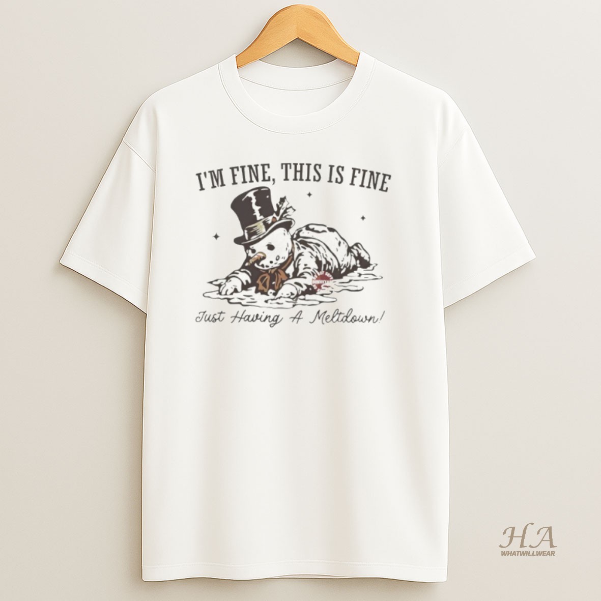 Official Snowman Im Fine This Is Fine Just Having A Meltdown Vintage T Shirt