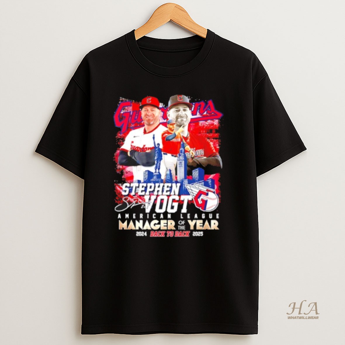 Official Stephen Vogt Guardians American League Manager Of The Year Back To Back T Shirt