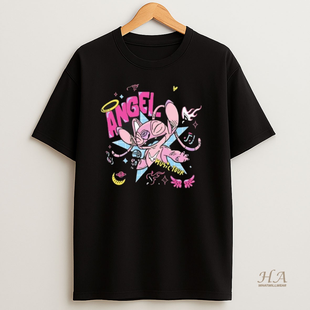 Official Stitch Angel Music Tour Black T Shirt