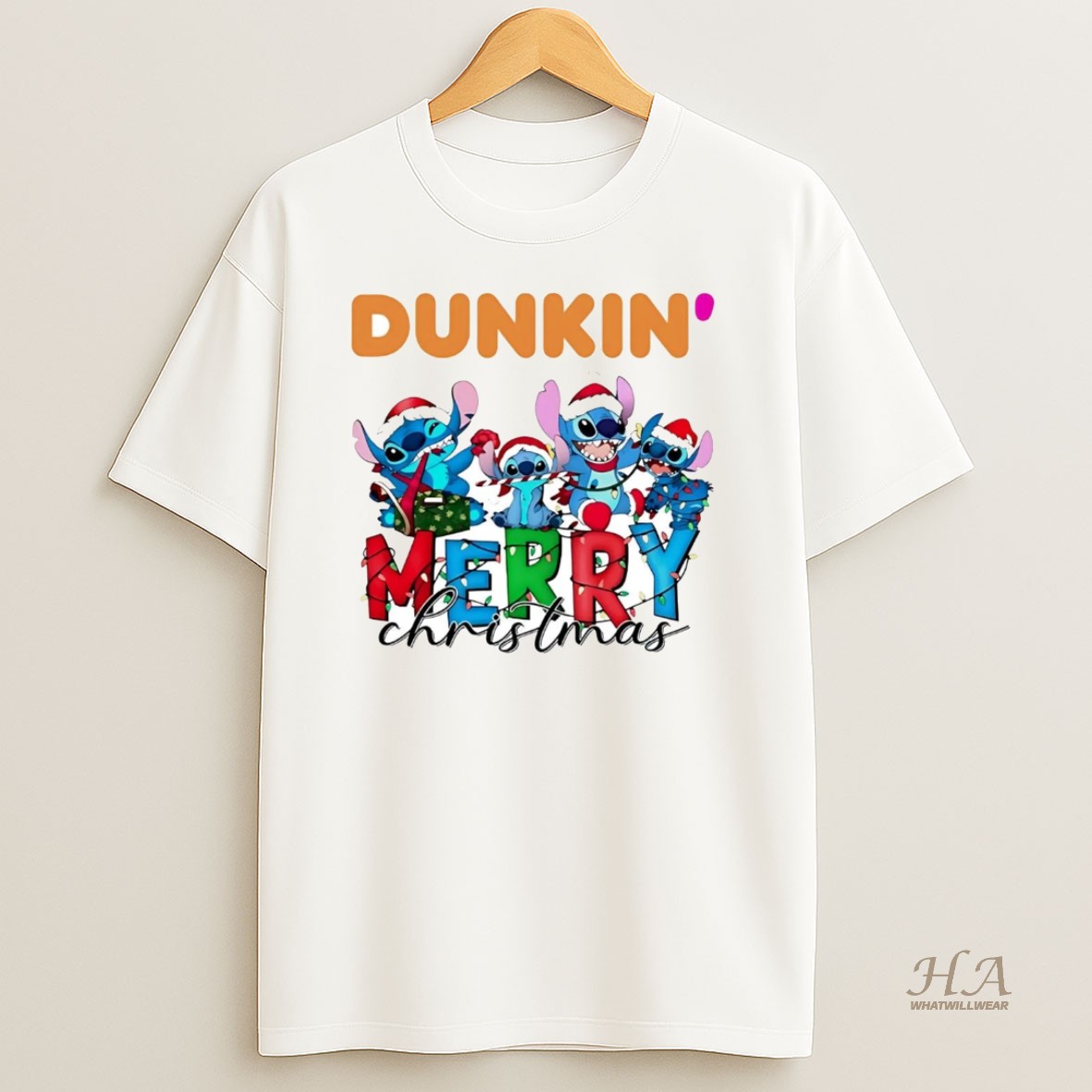 Official Stitch Dunkin Donuts Merry Christmas T Shirt
