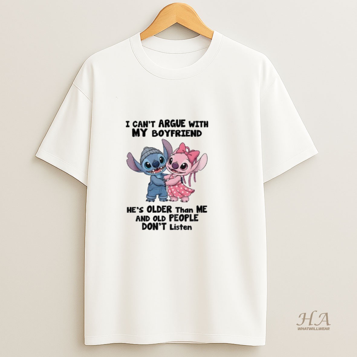 Official Stitch I Cant Argue With My Boyfriend Hes Older Than Me And Old People Dont Listen T Shirt