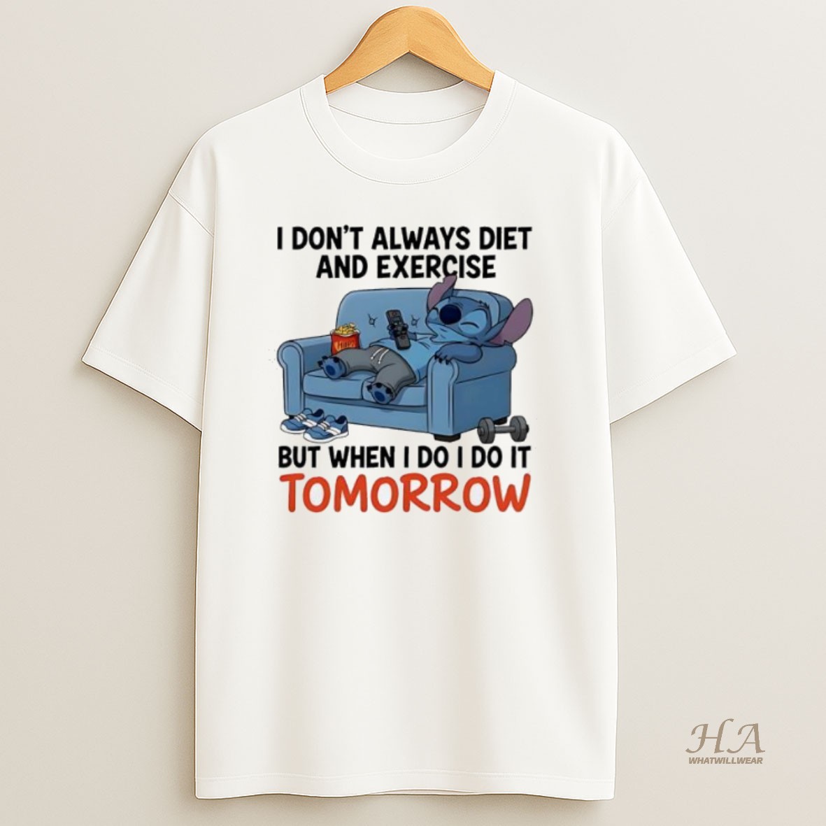 Official Stitch I Dont Always Diet And Exercise But When I Do I Do It Tomorrow T Shirt