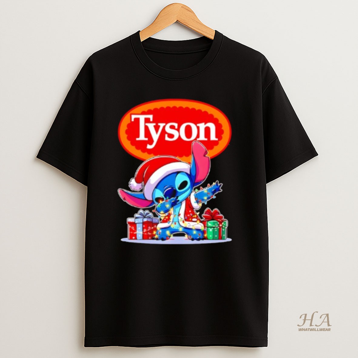 Official Stitch Lights Dabbing Christmas X Tyson T Shirt