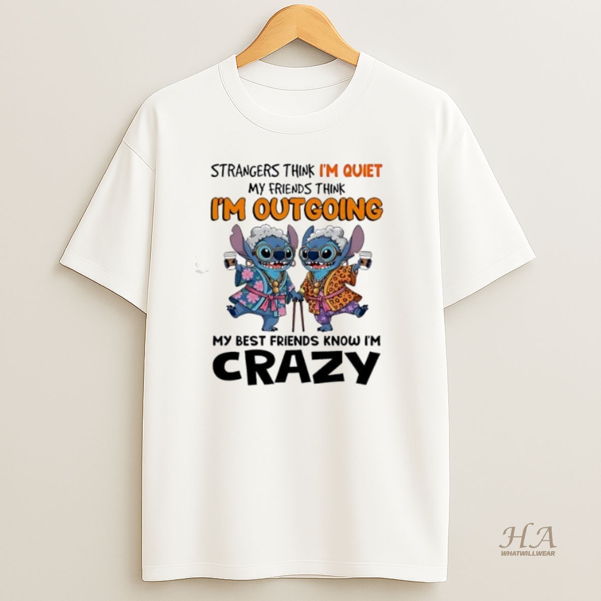 Official Stitch Strangers Think Im Quiet My Friends Think Im Outgoing My Best Friends Know Im Crazy T Shirt