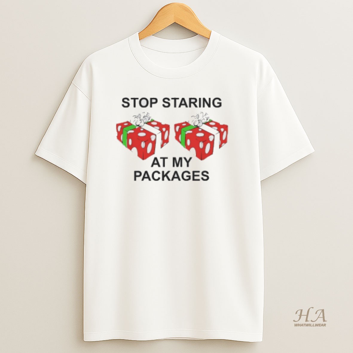 Official Stop Staring At My Packages T Shirt