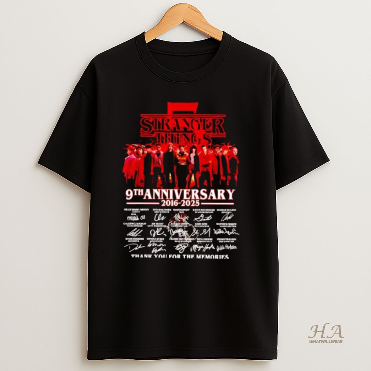 Official Stranger Things 9th Anniversary 2016 2025 Characters T Shirt