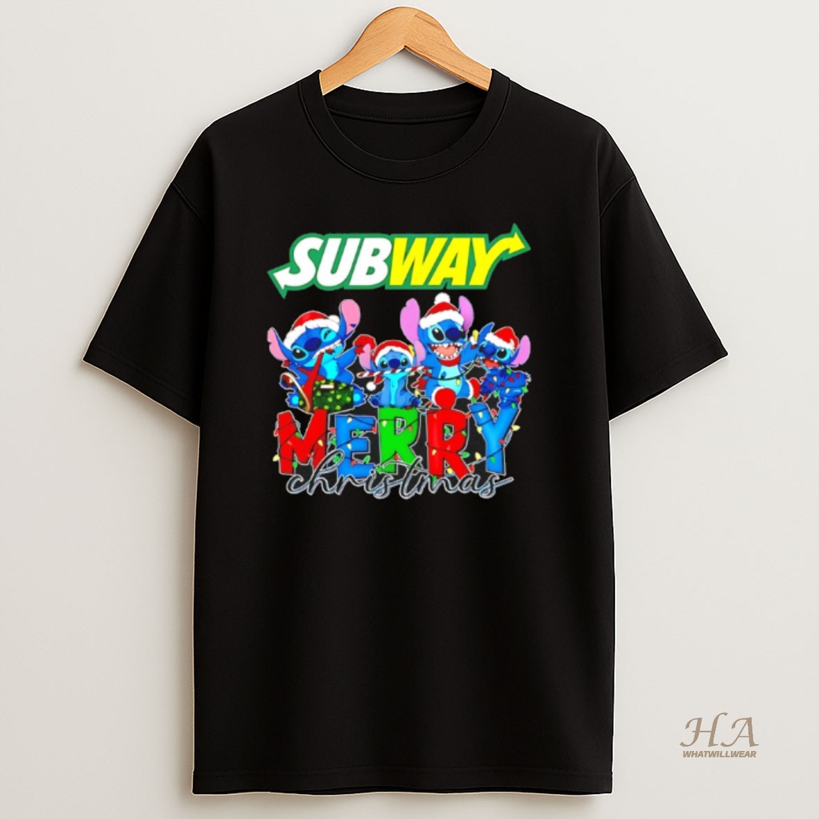 Official Subway X Stitch Lightning Merry Christmas 2025 T Shirt