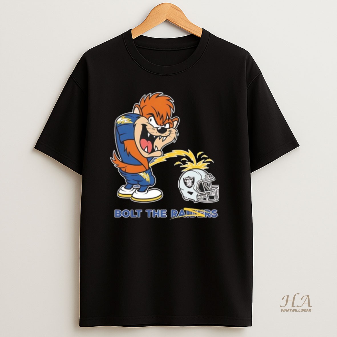 Official Tasmanian Devil Chargers Bolt The Raider T Shirt