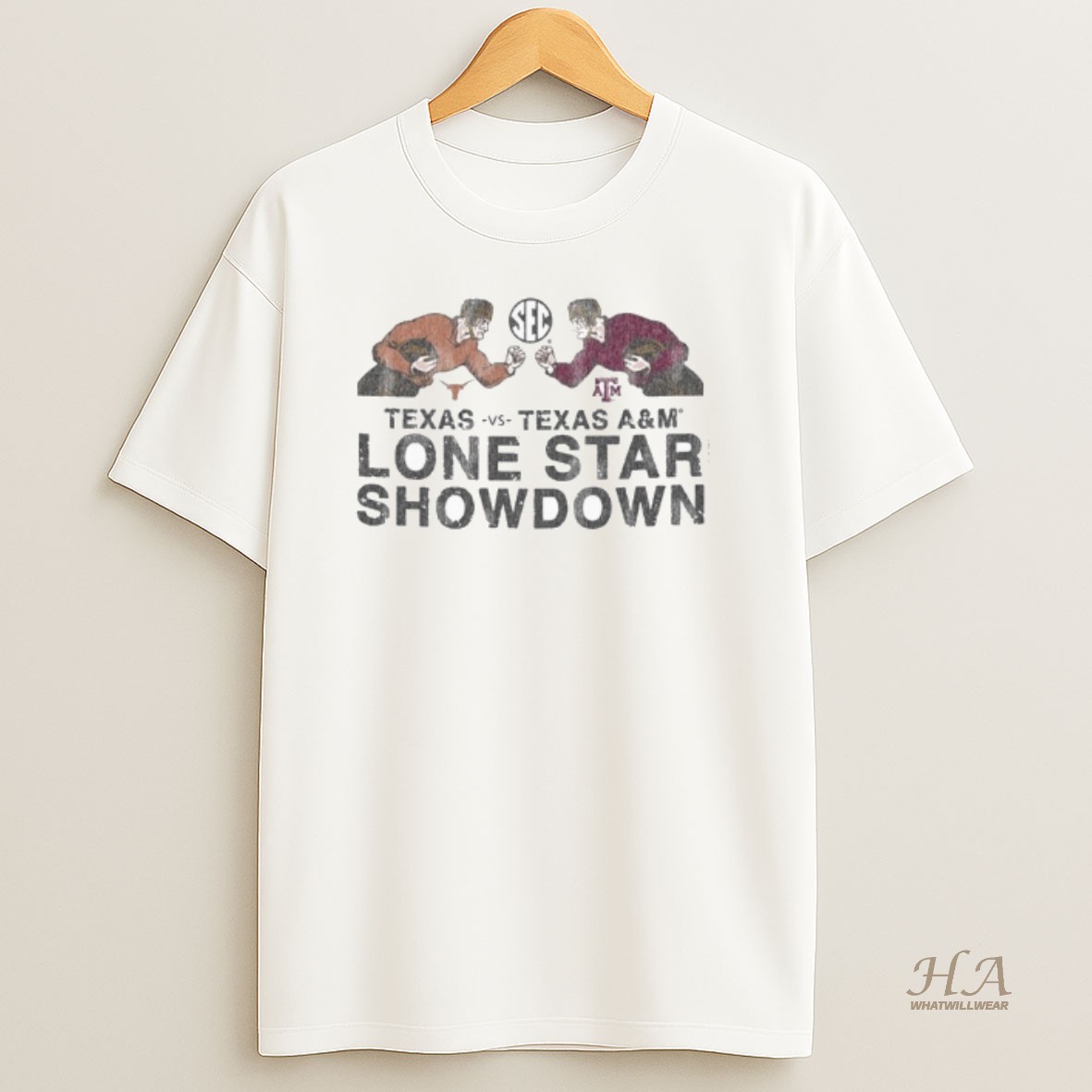 Official Texas Am Aggies Vs Texas Lone Star Showdown Battle Player T Shirt