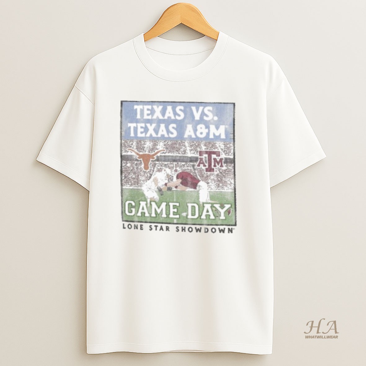Official Texas Am Aggies Vs Texas Longhorns Lone Star Showdown Battle Stadium T Shirt