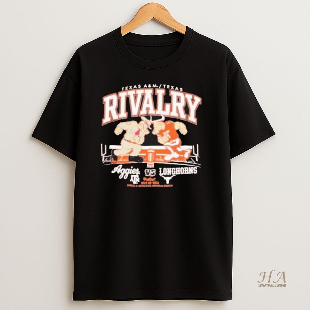 Official Texas Longhorns Standing Mascot Vs Aggies T Shirt