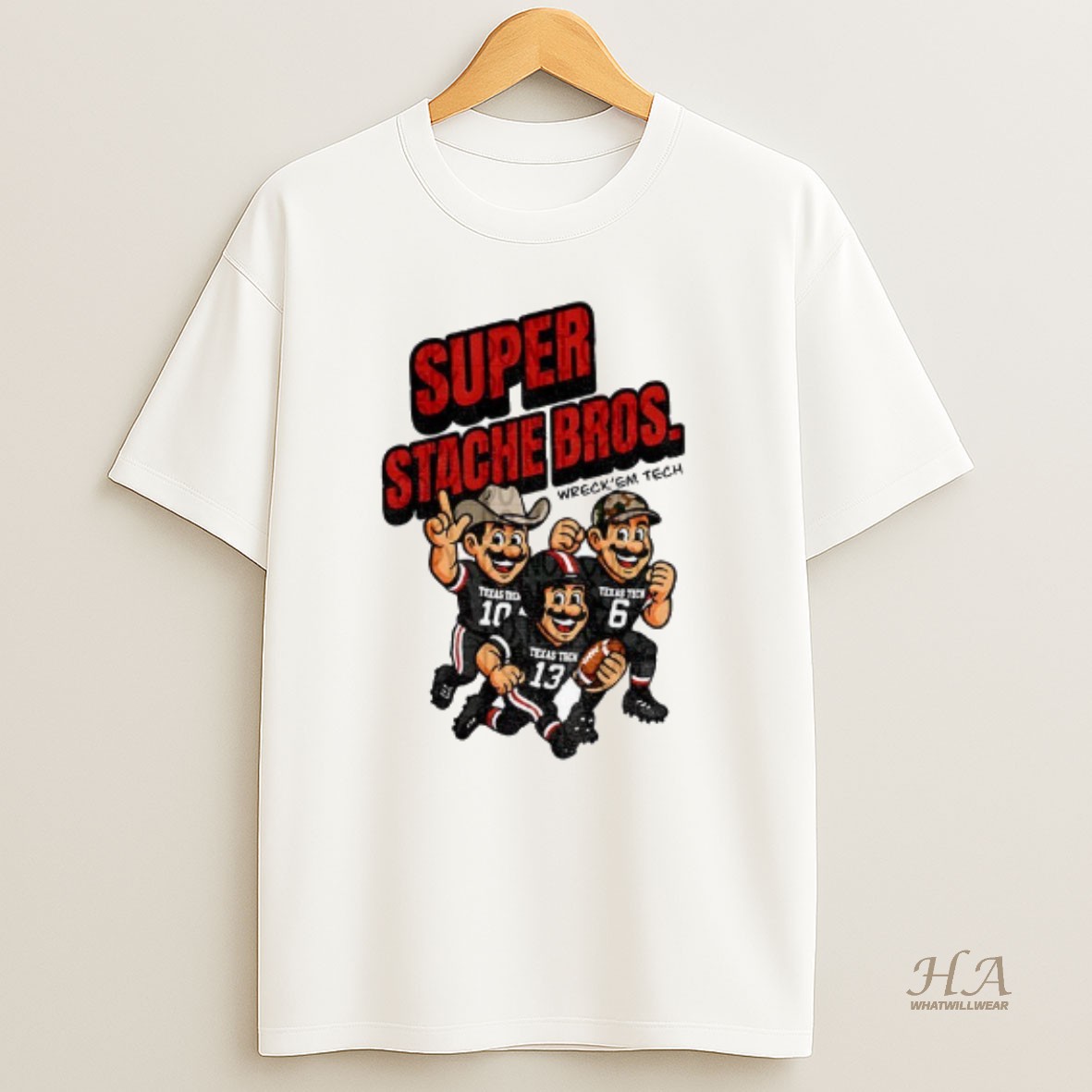 Official Texas Tech Red Raiders Football Super Stache Bros Cartoon Game Day T Shirt