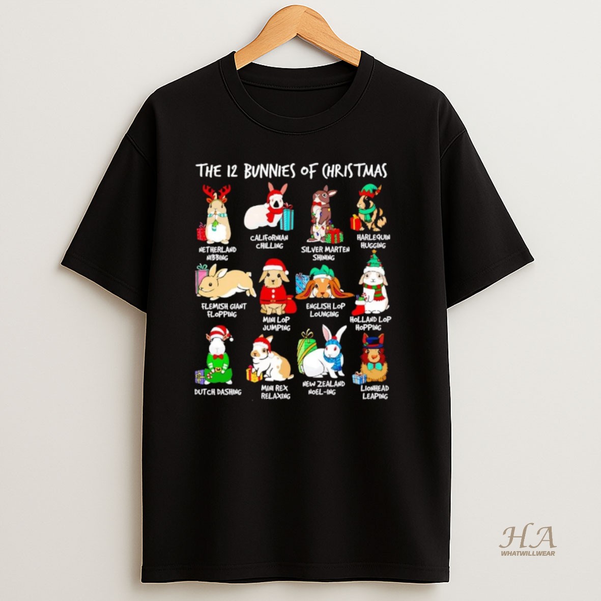 Official The 12 Bunnies Of Christmas T Shirt