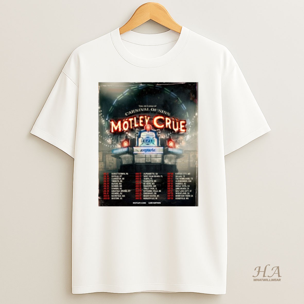 Official The Return Of Carnival Of Sins Motley Crue July 18 To September 26 2026 T Shirt