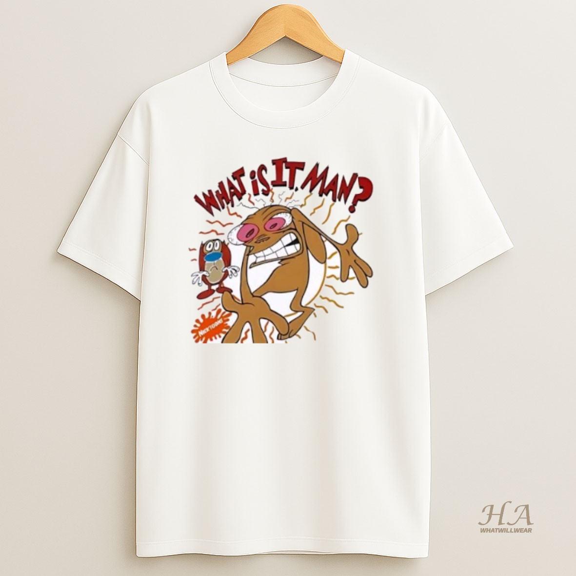 Official The Ren And Stimpy Show Nicktoons Ornaments White T Shirt