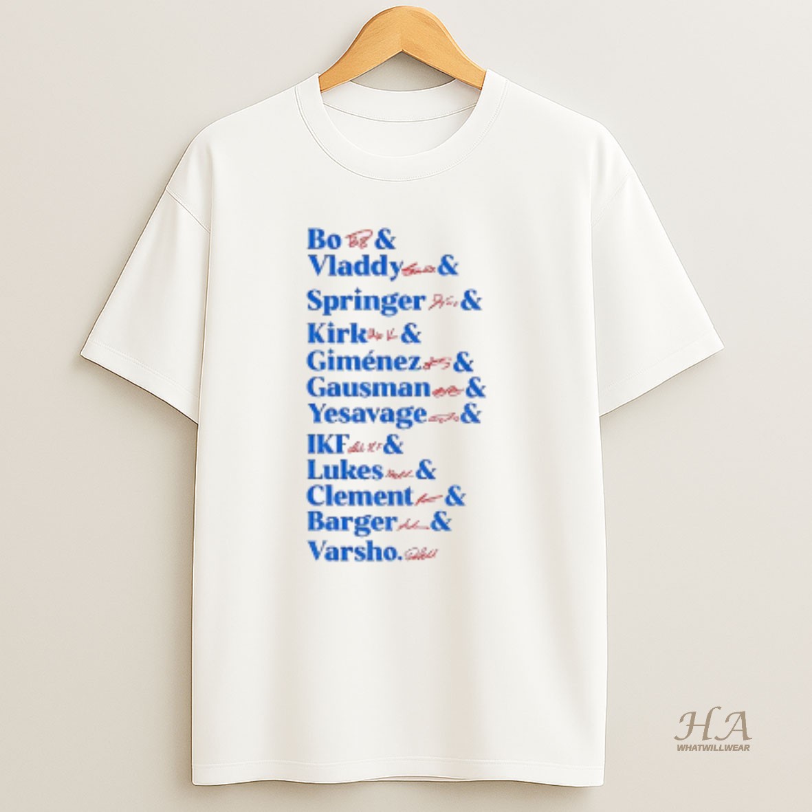 Official Toronto Blue Jays All Team Bo Vladdy Springer Kirk Gimenez Gausman Yesavage Mlb Baseball World Series T Shirt