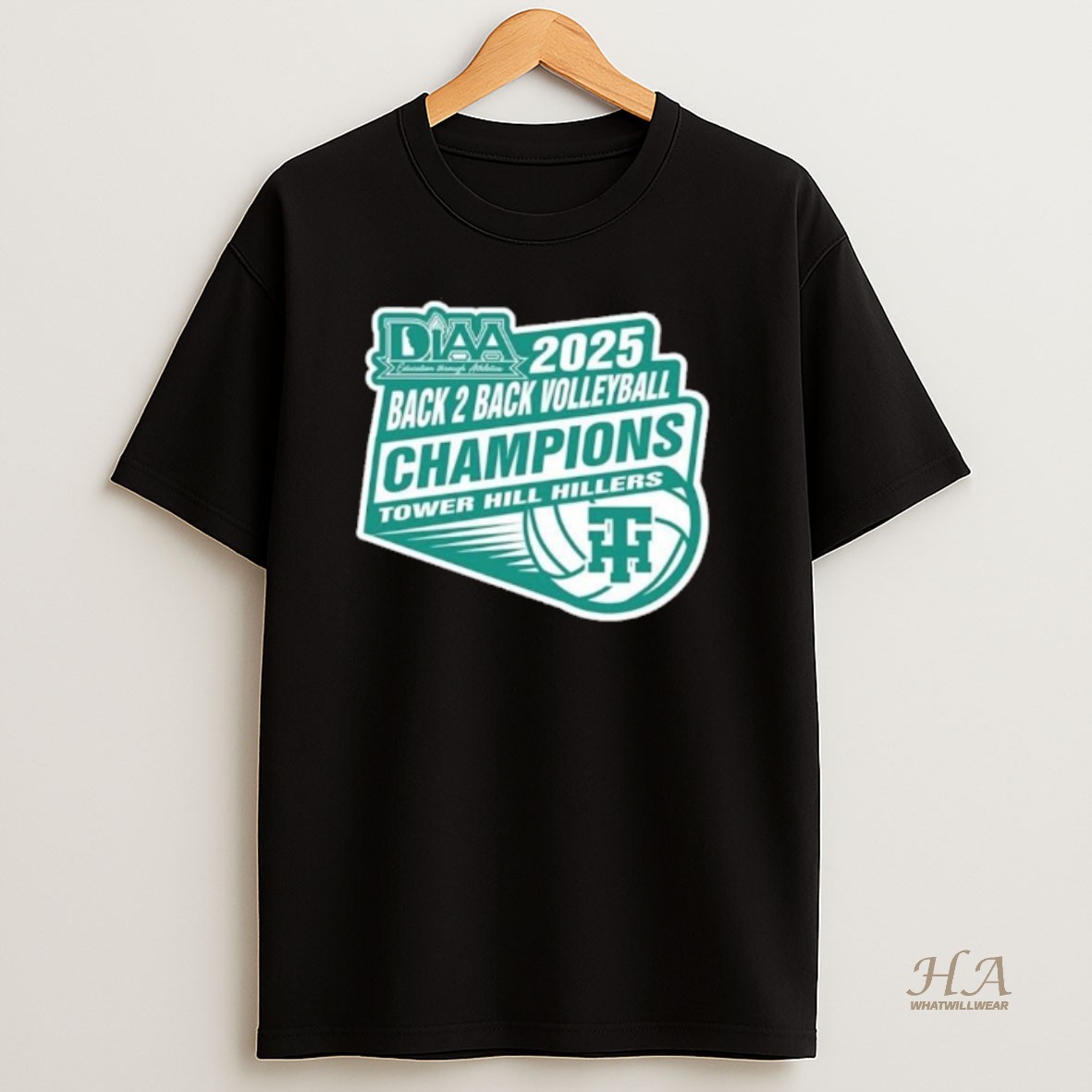 Official Tower Hill Hillers Back 2 Back Diaa Volleyball Champions T Shirt
