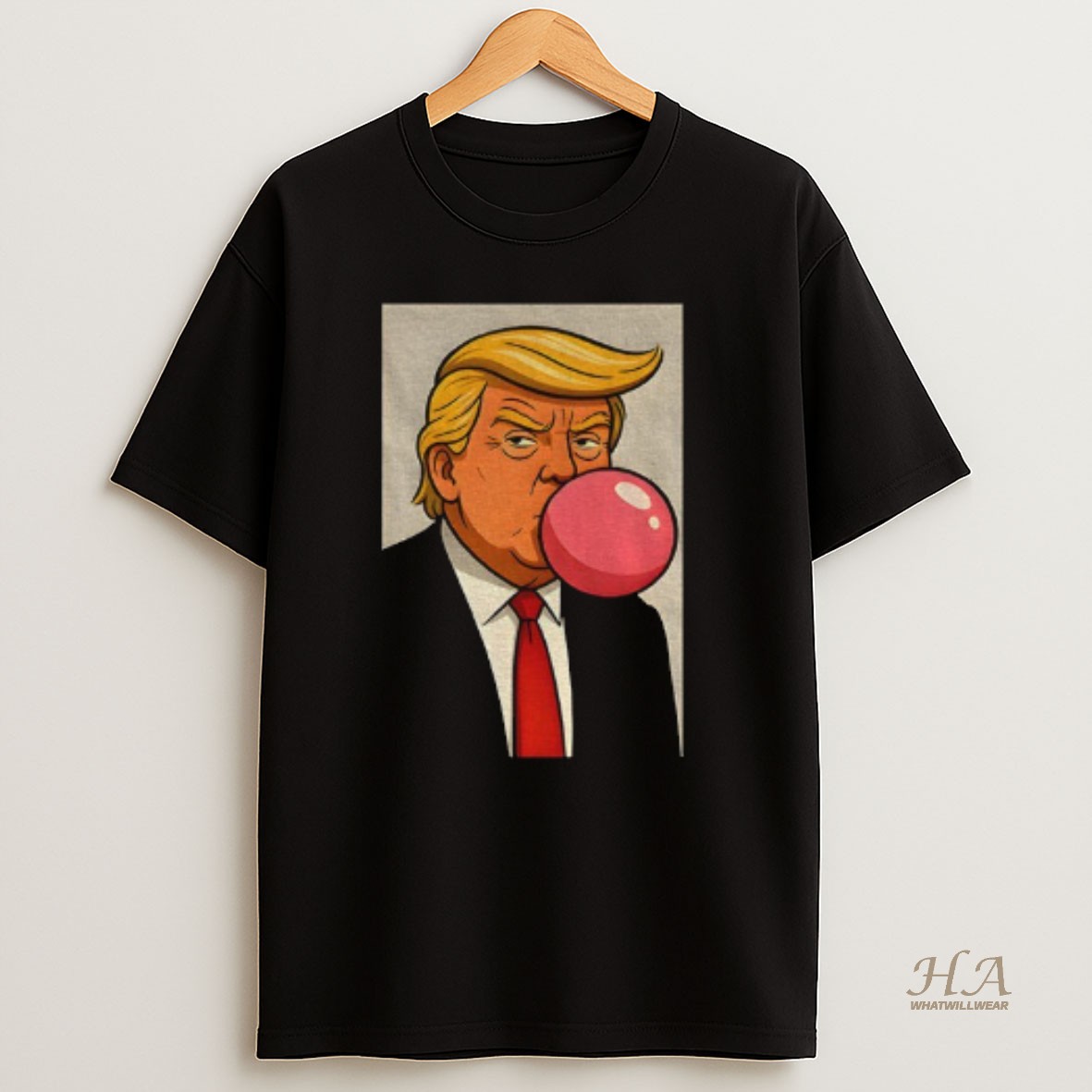 Official Trump Blowing Bubble Bubba Gum Caricature Portrait T Shirt