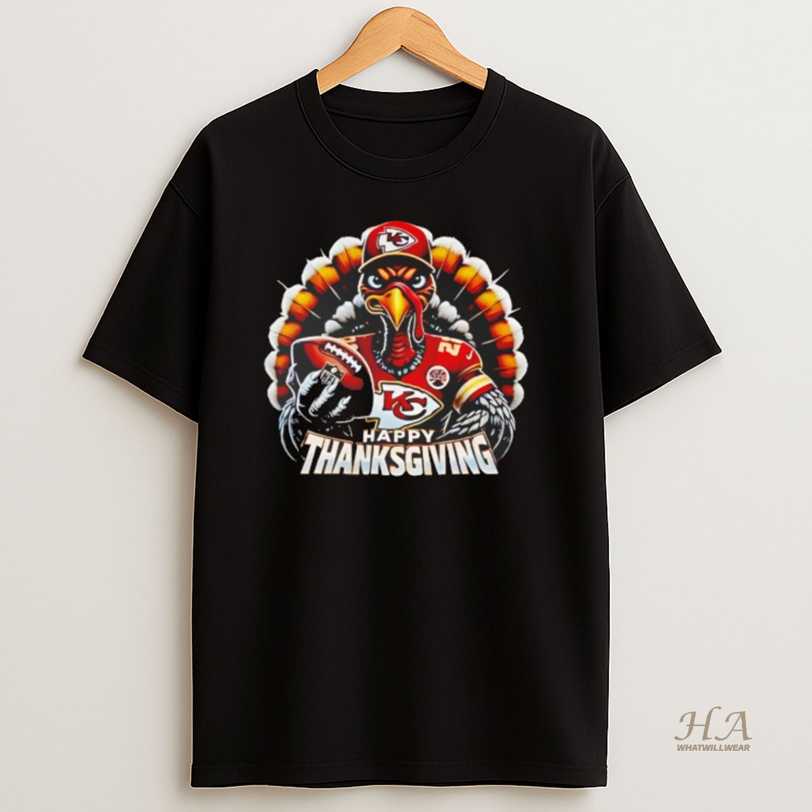 Official Turkey Kansas City Chiefs Happy Thanksgiving Football Nfl 2025 Black Ornaments T Shirt