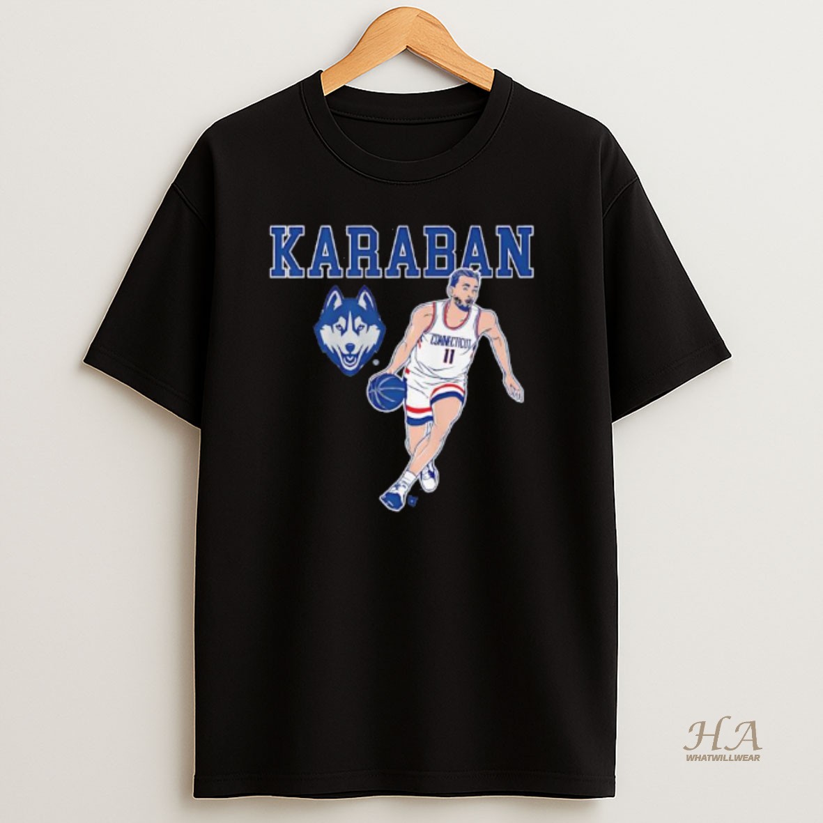 Official Uconn Basketball Alex Karaban Name Pose T Shirt