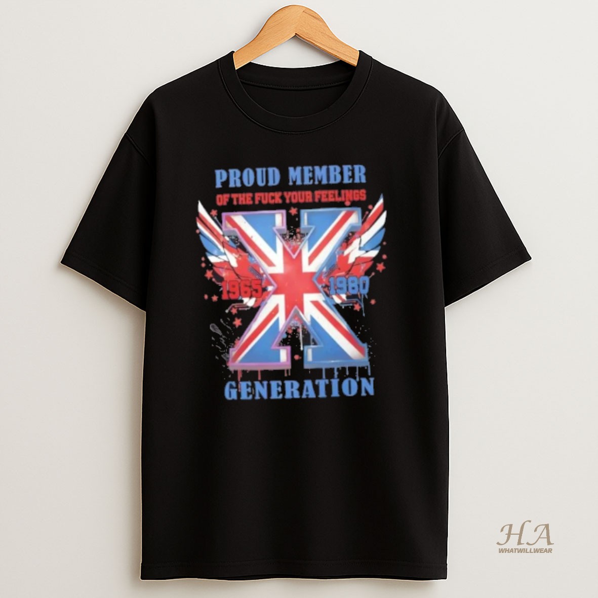 Official Uk Gen X Fuck Your Feelings Union Jack T Shirt