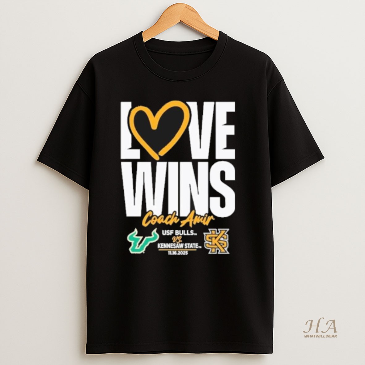 Official Usf Vs Kennesaw State Love Wins Coach Amir T Shirt
