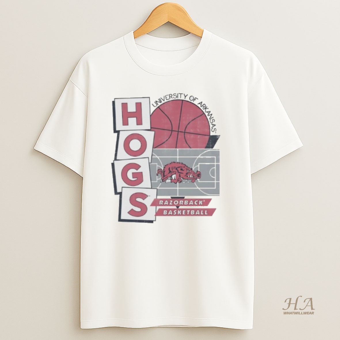 Official University Of Arkansas Hogs Razorback Basketball T Shirt