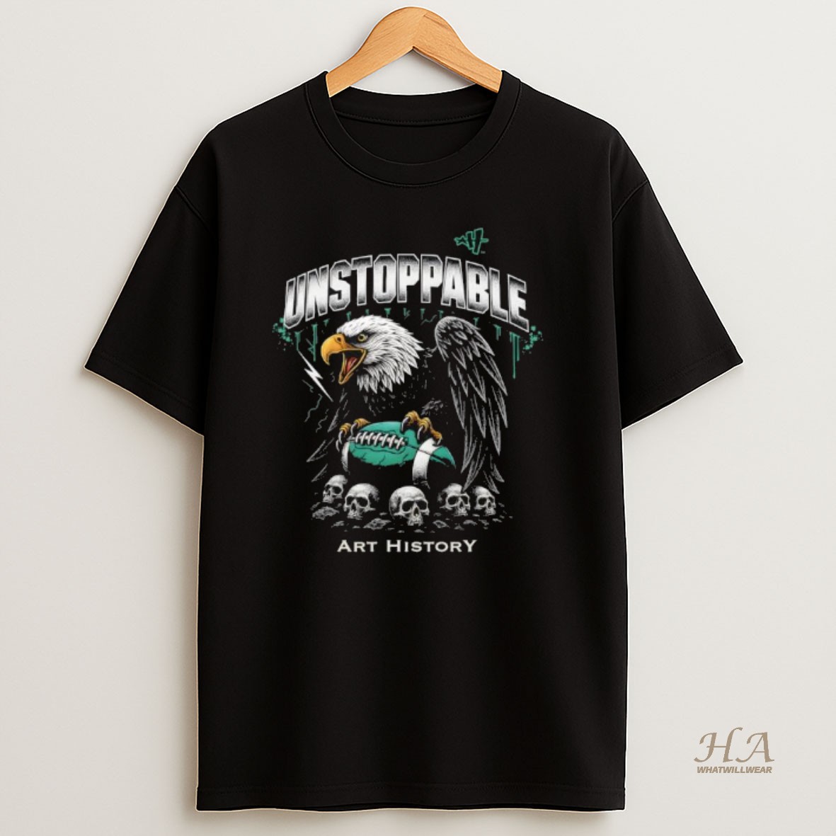 Official Unstoppable Art History Philadelphia Eagles Eagle Skulls T Shirt