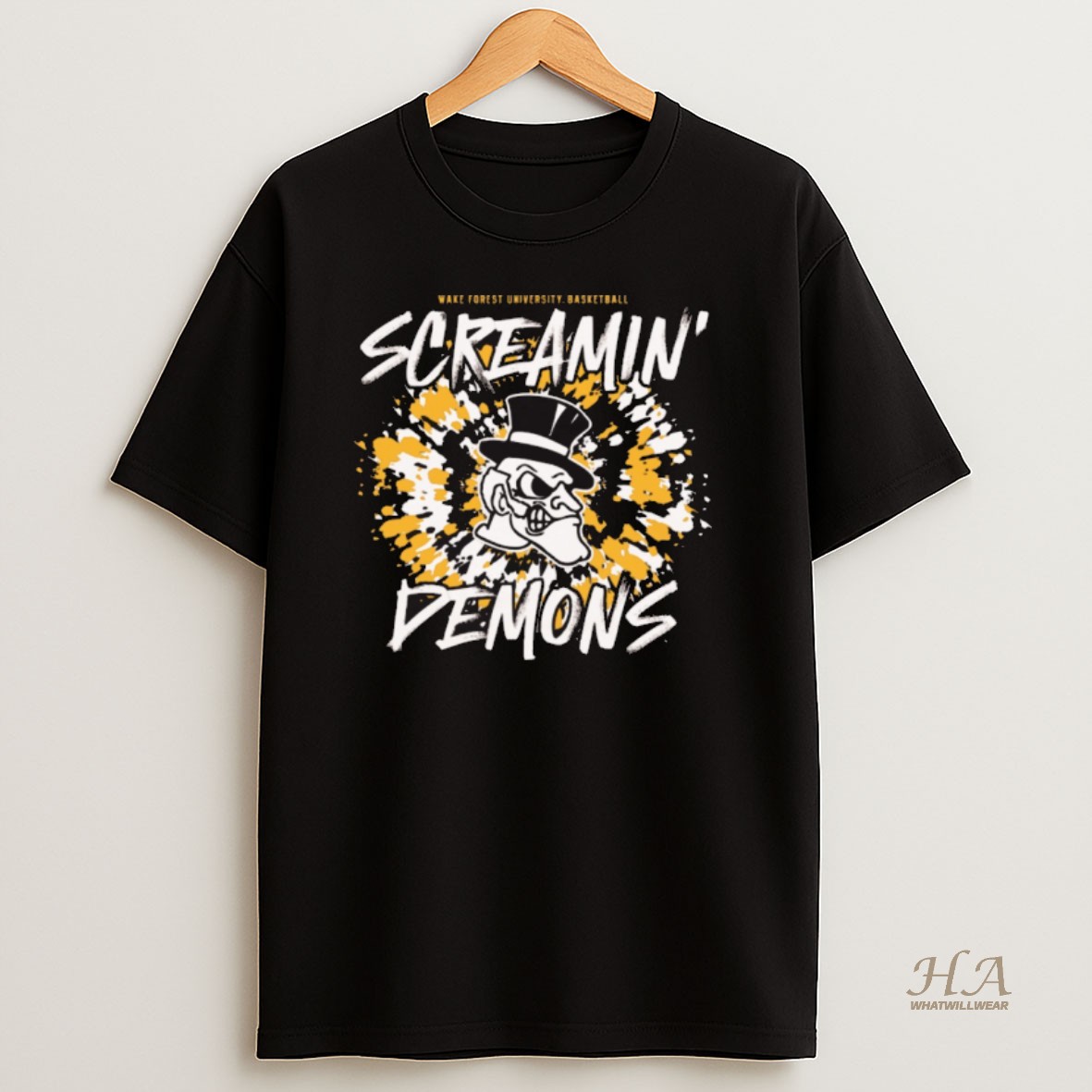 Official Wake Forest University Basketball Screamin Demons Tie Dye Nation T Shirt