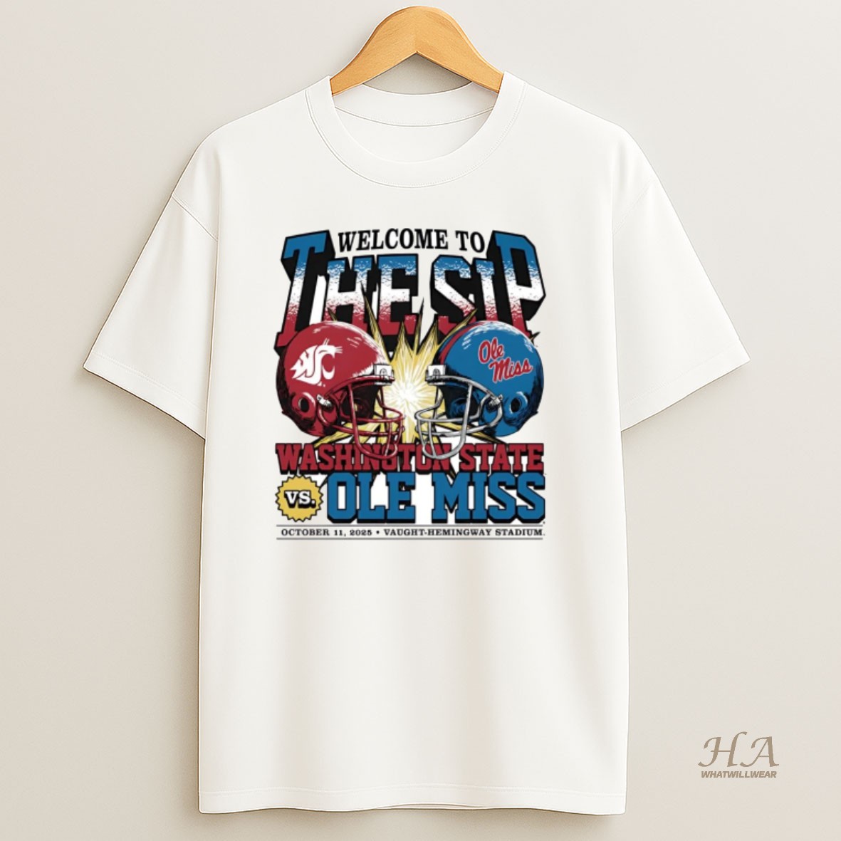 Official Washington State Cougars Vs Ole Miss Rebels Welcome To The Ship Game Day 2025 T Shirt
