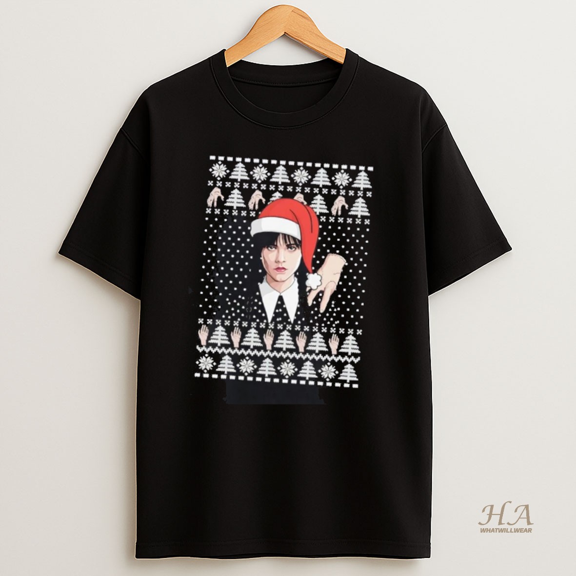Official Wednesday Addams And Thing Ugly Christmas T Shirt