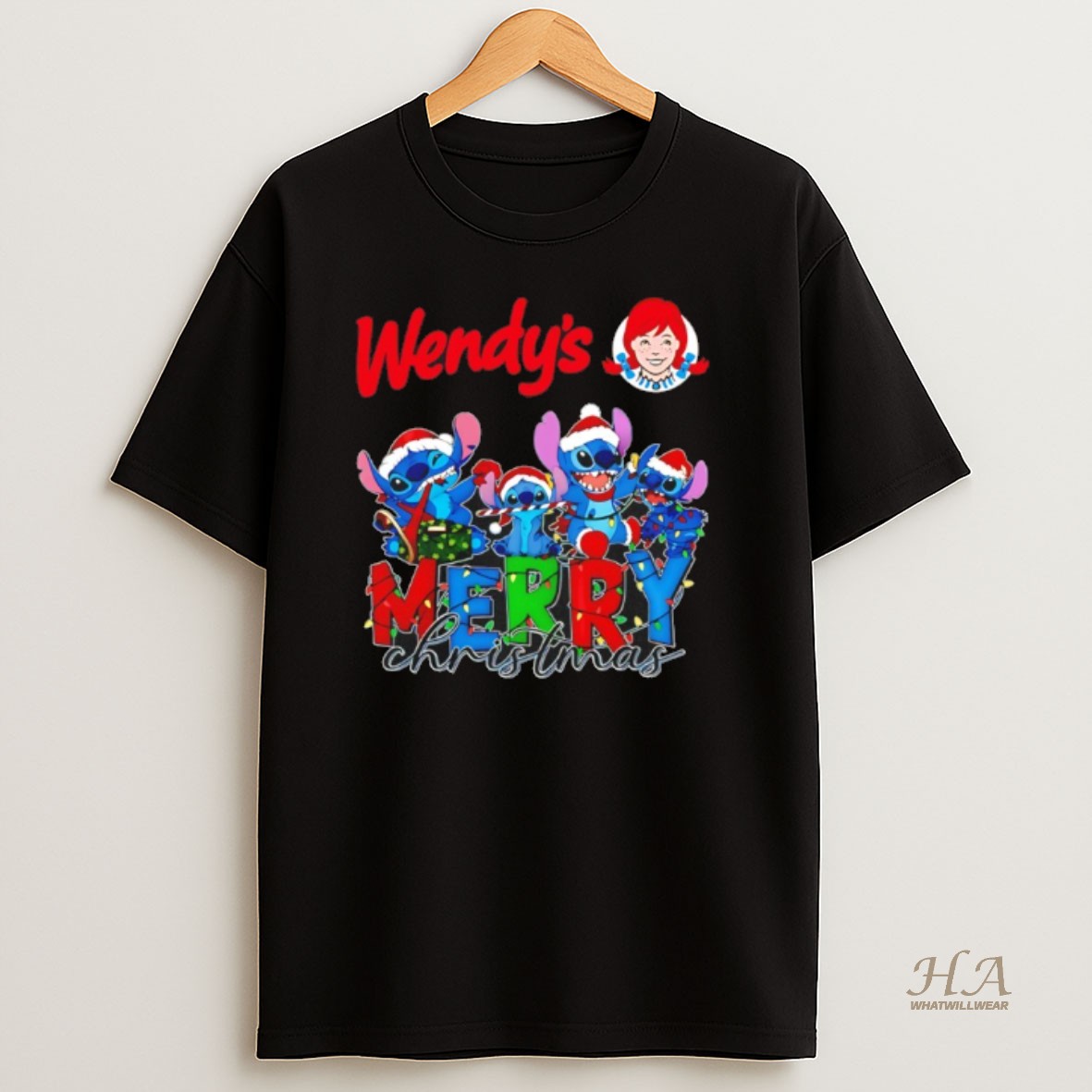 Official Wendys X Stitch Merry Christmas 2025 T Shirt