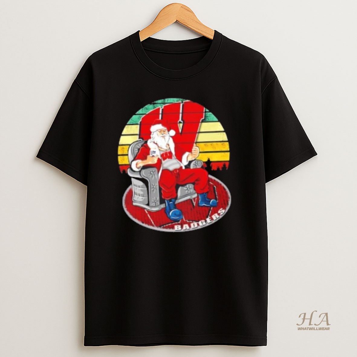 Official Wisconsin Badgers X Santa Claus Christmas Vintage Shirt