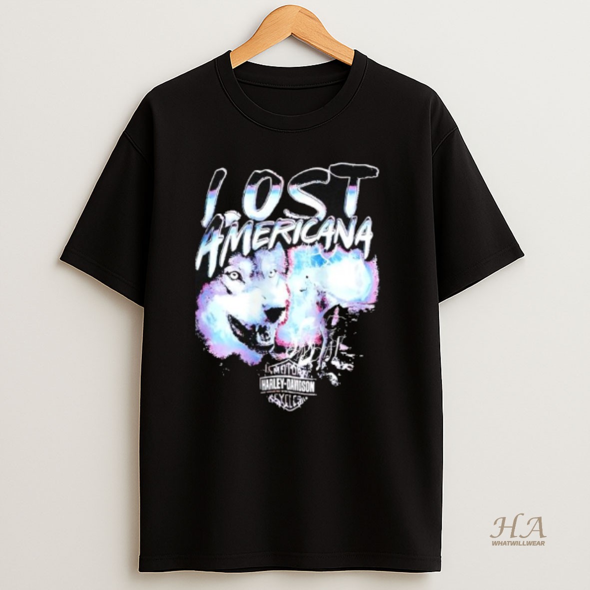 Official Wolf Lost Americana Harley Davidson T Shirt