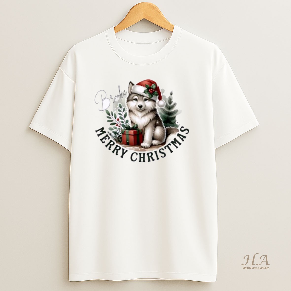 Official Wolf Xmas Babys First Christmas Personalized Ornaments White T Shirt