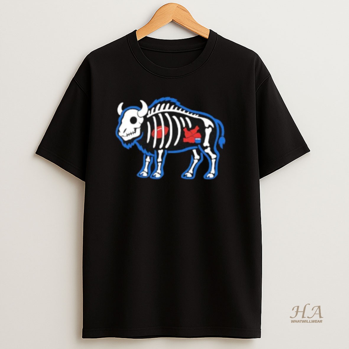 Official X Ray Buffalo Skeleton With Football And Food T Shirt